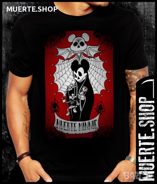 Черна тениска с щампа MINNIE MUERTE, снимка 1