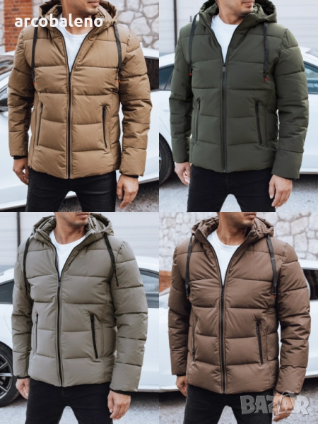 Мъжко зимно ватирано яке с качулка, 4цвята , снимка 1