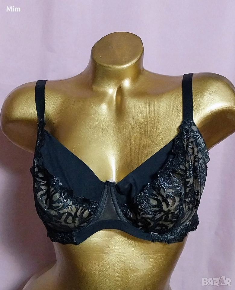 hunkemoller 85 D Черен сутиен с бродерия , снимка 1