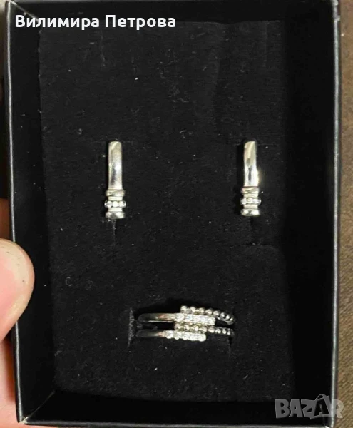 сребърни обеци и сребърен пръстен , снимка 1