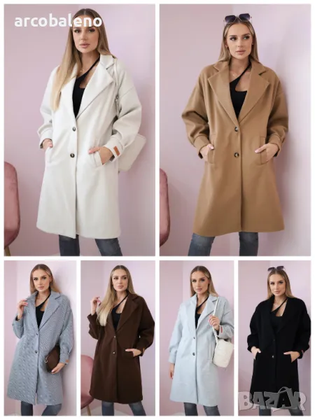 Дамско едноредно палто с копчета, 6цвята , снимка 1