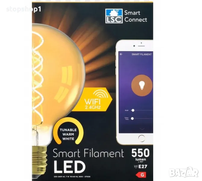 LSC Smart LED крушка с нажежаема жичка e27, снимка 1