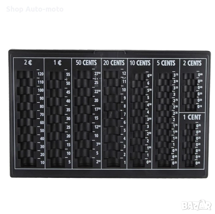 Монетник за Евро монети Automat, 8 реда, Пластмаса, Черен, 33 x 18.5 x 2см, снимка 1