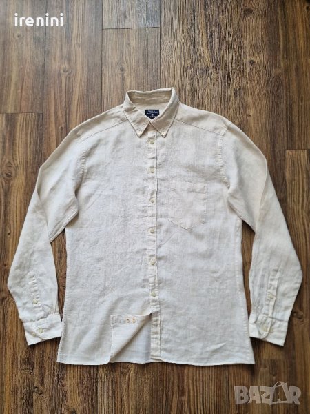 Страхотна мъжка ленена риза  PECKOTT размер M , 100%  лен  , снимка 1