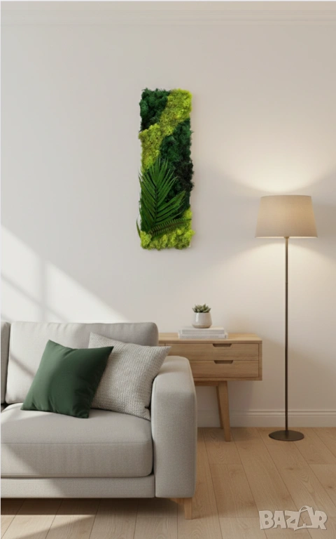 Вертикален скандинавски акцент от стабилизиран мъх, снимка 1