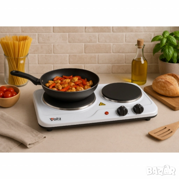 Двоен котлон Voltz OV51445ND, 2500W, Чугунени плочи Ø155мм. и 185мм., снимка 1