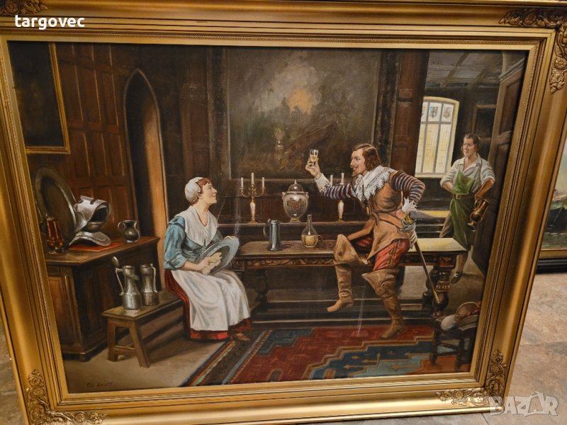 Прекрасна рустикална аристократична маслена картина, снимка 1