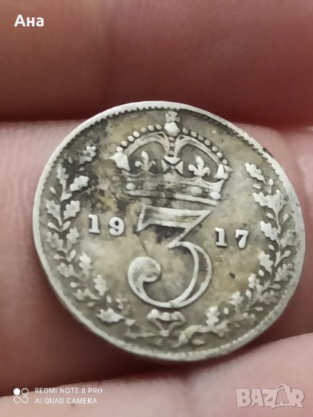 3 лесна 1917 г сребро Великобритания , снимка 1