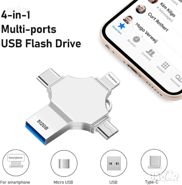 Фотостик - AOIRHLA 512GB USB флаш устройство - 4 в 1, снимка 1