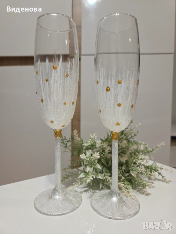 Продавам ръчно рисувани сватбени чаши, снимка 1