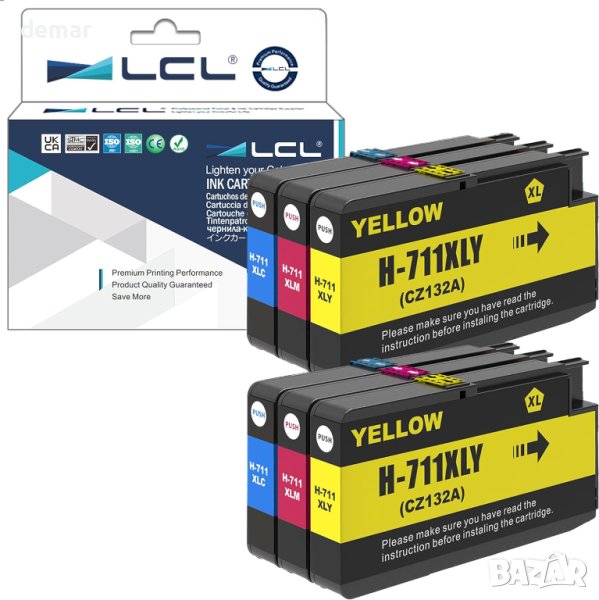 LCL съвместима касета с мастило 711XL 711 XL за HP Designjet (2C 2M 2Y), снимка 1