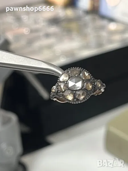 Античен викториански диамантен пръстен (1880 г.) , снимка 1