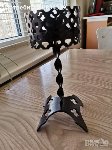 Свещник от ковано   желязо, височина 20 см, снимка 1