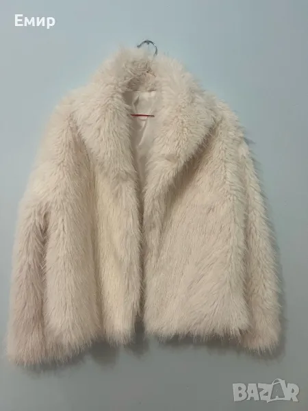 Бежово пухкаво яке,изкуствена кожа
, снимка 1