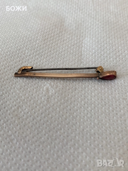  антична златна брошка с рубин, снимка 1