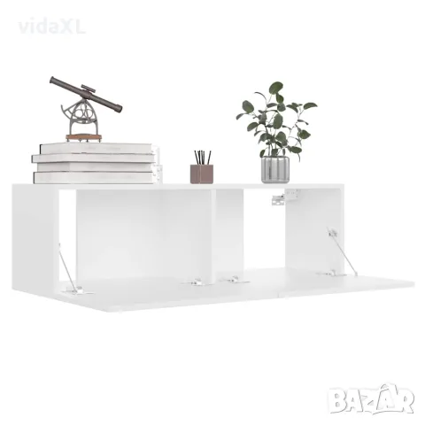 vidaXL ТВ шкаф, бял, 100x30x30 см, инженерно дърво, снимка 4 - Шкафове - 56147761