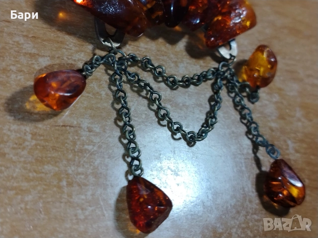 Стара голяма кехлибарена брошка , снимка 5 - Други - 53241137