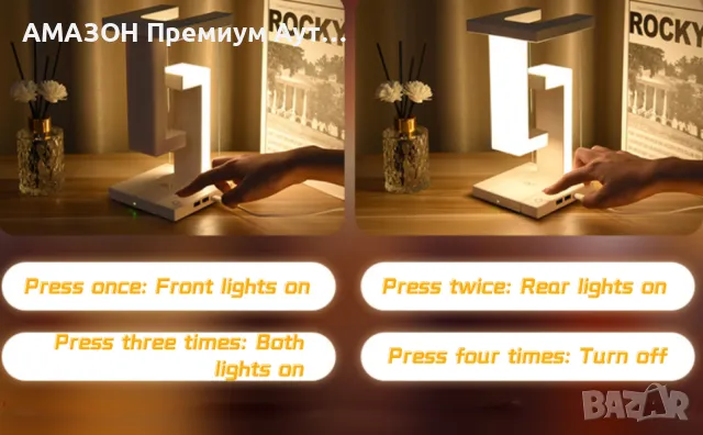 Смарт Настолна Левитираща LED лампа/Димируема/сензорно у-е/Безжично зареждане/2 USB порта, снимка 10 - Настолни лампи - 48774098