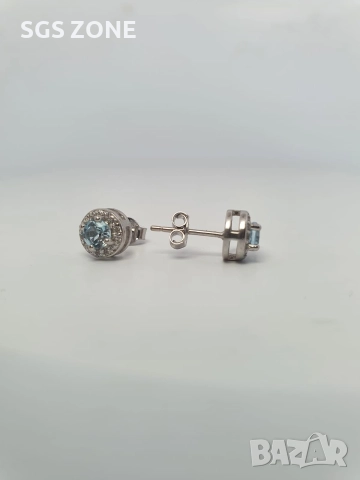 Сребърни обеци с естествен топаз, снимка 12 - Обеци - 52876211