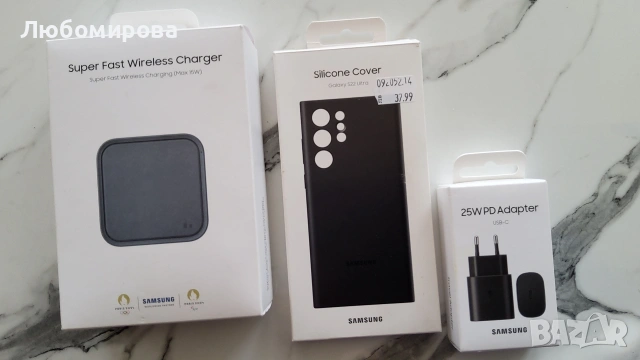 Безжично зарядно Samsung Super Fast Wireless Charger 15W/ бързо зареждане, снимка 3 - Резервни части за телефони - 53853225