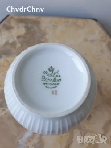 2бр Bareuther Бавария стара немска пиедестална порцеланова чиния-купа-фруктиера-ваза, снимка 11 - Вази - 49829459