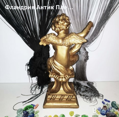 Голяма пластика - Ангелче в цвят злато , снимка 3 - Статуетки - 34772642