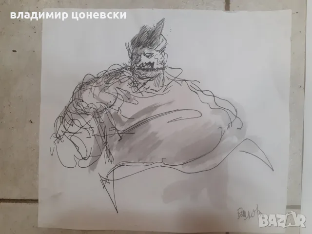 Стари рисунки подписани Илия Бешков,карикатура,илюстрация,стара картина,рисунка, снимка 3 - Колекции - 39614258