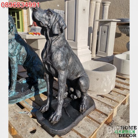 Градинска статуя куче Немски дог от бетон в реален размер – черен цвят, снимка 2 - Градински мебели, декорация  - 39085373