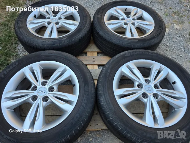 Лети джанти 17ки 5х114.3 Hyundai + летни гуми 225/60/17 Hankook, снимка 3 - Гуми и джанти - 55878339