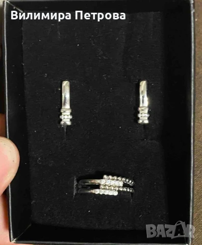 сребърни обеци и сребърен пръстен 