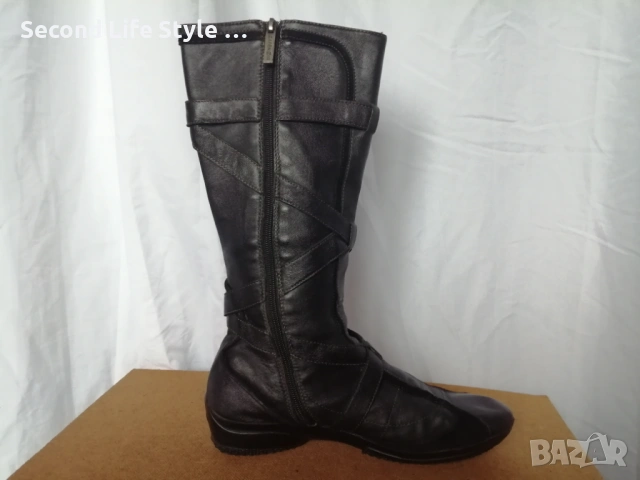 №39 CafèNoir дамски ботуши естествена кожа в черен цвят, снимка 11 - Дамски ботуши - 53042119