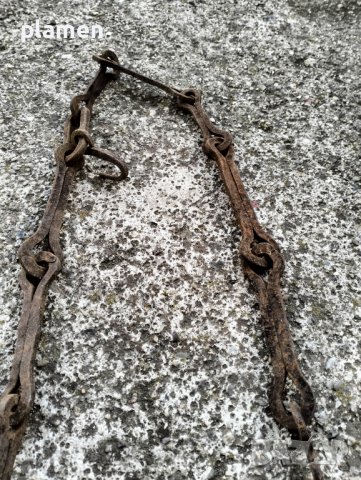 Стара кована верига за огнище , снимка 2 - Антикварни и старинни предмети - 44144754