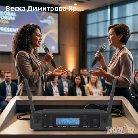 Комплект 2 броя безжични микрофони и UHF приемник с дисплей GLXD4, снимка 3 - Микрофони - 53786815