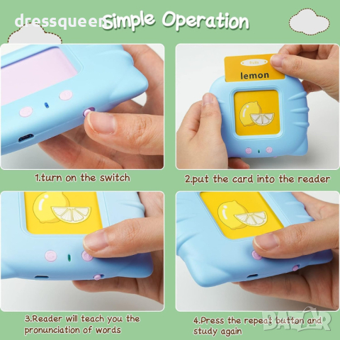 4104 Играчка за изучаване на английски език - аудио четец с картинки, снимка 14 - Образователни игри - 44613057