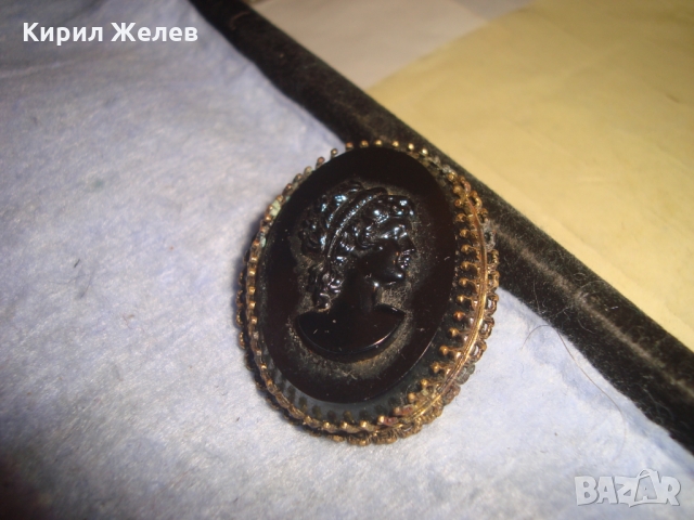 СТАРИННА ВИКТОРИАНСКА БРОНЗОВА КАМЕЯ БРОШКА от ШЛИФОВАН ХЕМАТИТ РЕТРО БИЖУ ЮВЕЛИРЕН УНИКАТ 20666, снимка 3 - Антикварни и старинни предмети - 36061112
