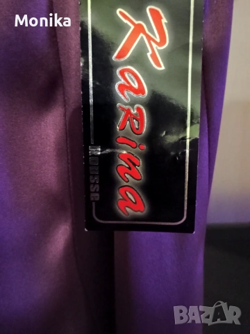 Нова Елегантна сатенена дамска рокля в цвят патладжан, снимка 3 - Рокли - 53478599