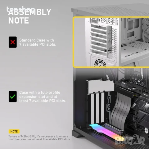 НОВ Брекет за вертикален монтаж на GPU EZDIY-FAB с високоскоростен PCIE 4.0 райзер кабел, снимка 7 - Кабели и адаптери - 50501558