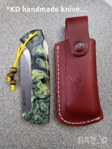 Сгъваем нож ръчно изработен от N690co стомана + ПОДАРЪК кания, снимка 5 - Ножове - 52339424