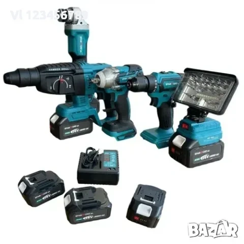 Комплект от 5 акумулаторни инструмент 3 броя батерии КraftRoyal, снимка 3 - Куфари с инструменти - 53815777