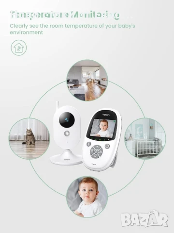 YOTON YB01 2.4-инчов преносим бебефон с камера и аудио, автоматично нощно виждане, снимка 2 - Бебефони - 51000506