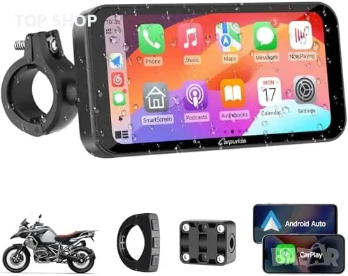 Нов Безжичен CarPlay и GPS за Мотоциклети, Водоустойчив 6.3" Дисплей
