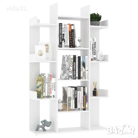 vidaXL Шкаф библиотека, бял, 86x25,5x140 см, инженерно дърво, снимка 6 - Ракли - 56147793