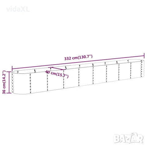 vidaXL Градинска повдигната леха поцинкована стомана кафяво, снимка 6 - Саксии и кашпи - 56146685