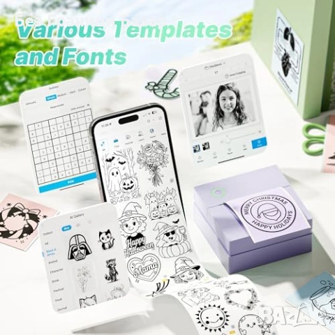 Нов Bluetooth стикер принтер за телефон Labelnize PM290 3 ролки хартия, снимка 3 - Друга електроника - 53683733