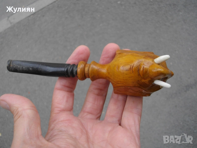 КОЛЕКЦИОНЕРСКА СТАРА ЛУЛА СЛОН ДЪРВОРЕЗБА БИВОЛСКИ РОГ , снимка 11 - Антикварни и старинни предмети - 51315883