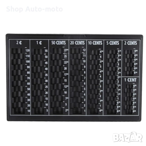 Монетник за Евро монети Automat, 8 реда, Пластмаса, Черен, 33 x 18.5 x 2см