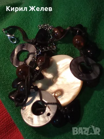 ЧУДЕСНА ФЕШЪН АРТ СТИЛ СЕДЕФЕНА ОГЪРЛИЦА с КАМЪЧЕТА ЧЕРЕН АХАТ 47314, снимка 11 - Колиета, медальони, синджири - 47210754