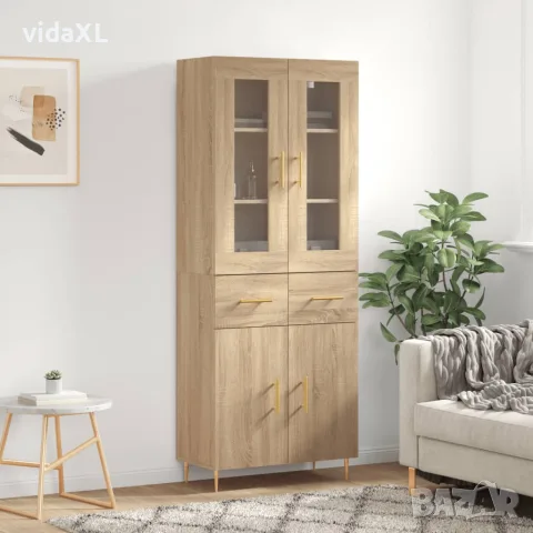 vidaXL Висок шкаф, дъб сонома, 69,5x34x180 см, инженерно дърво, снимка 2 - Бюфети - 56146760