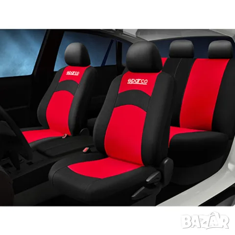Универсални калъфи за седалки Sparco, червено и черно, комплект 2 бр., снимка 2 - Аксесоари и консумативи - 55860342