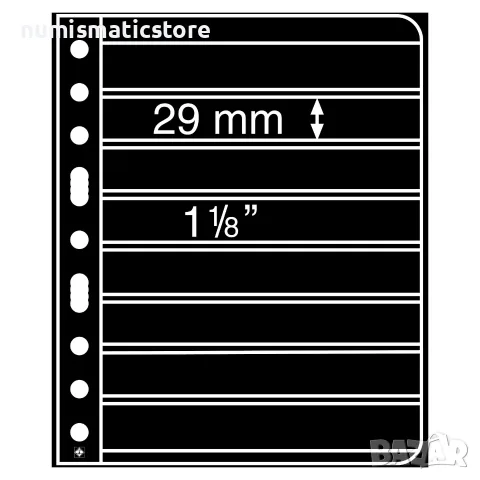 Leuchtturm Vario 8S листи за марки с 8 реда , опаковка от 5 броя